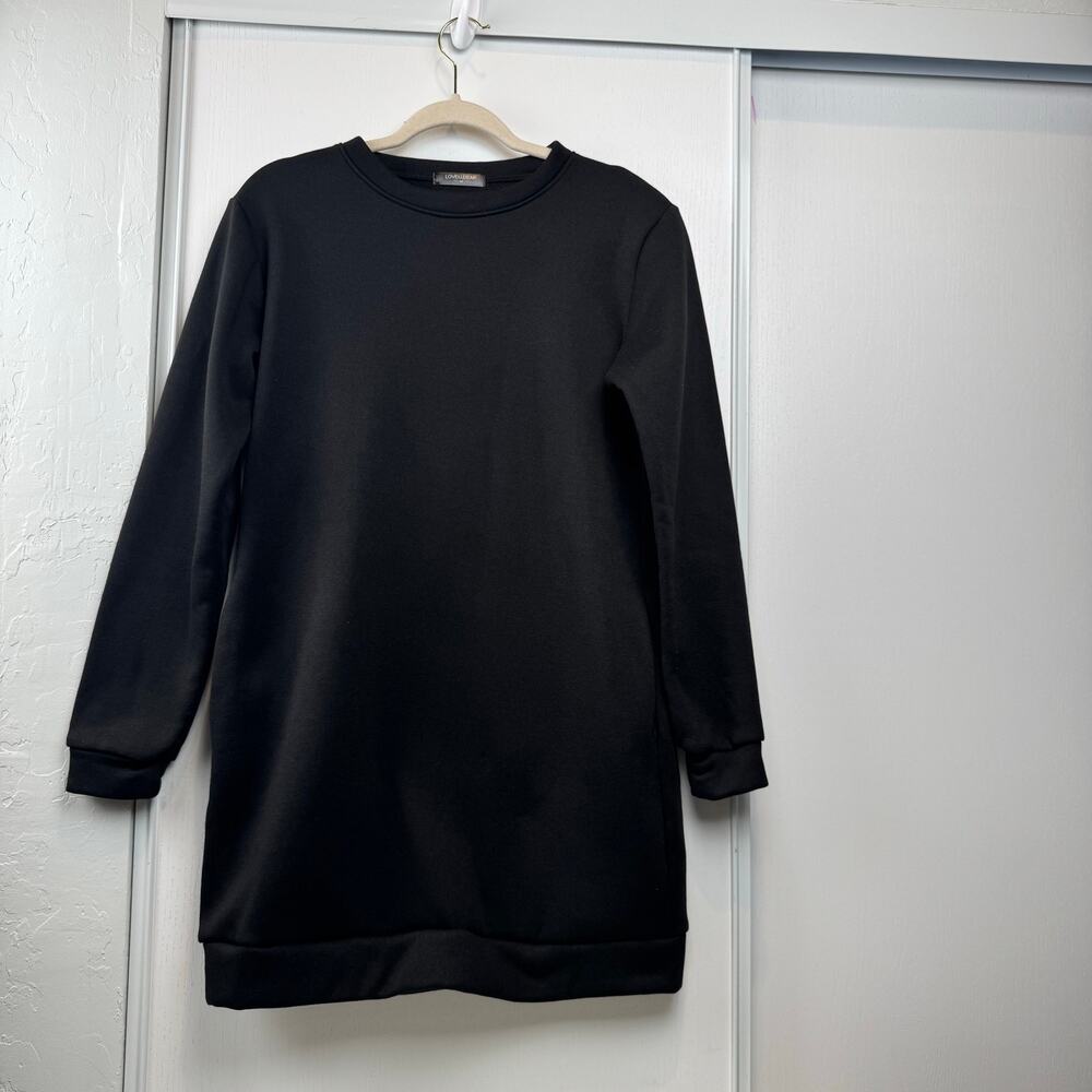 LoveUDear Black Crewneck Sweatshirt Style Dress with Pockets Size Medium '